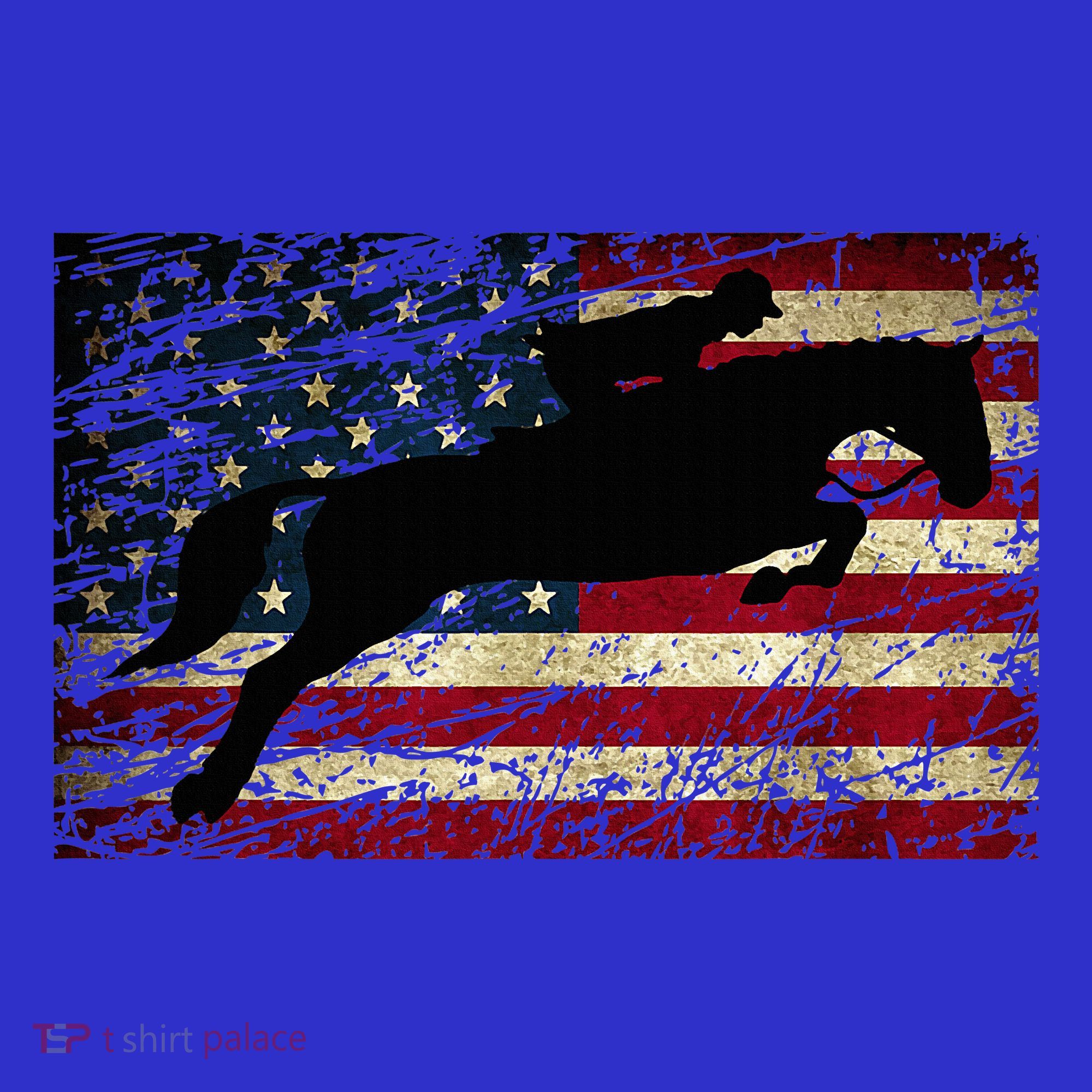 American Flag Horse Riding Show Jumping T-Shirt