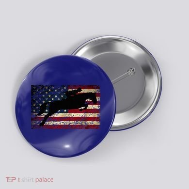 American Flag Horse Riding Show Jumping Button
