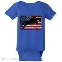 American Flag Horse Riding Show Jumping Baby Bodysuit thumb 0