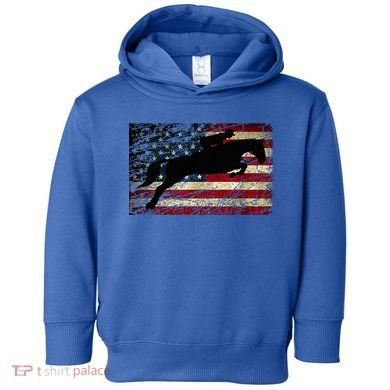 American Flag Horse Riding Show Jumping Toddler Hoodie