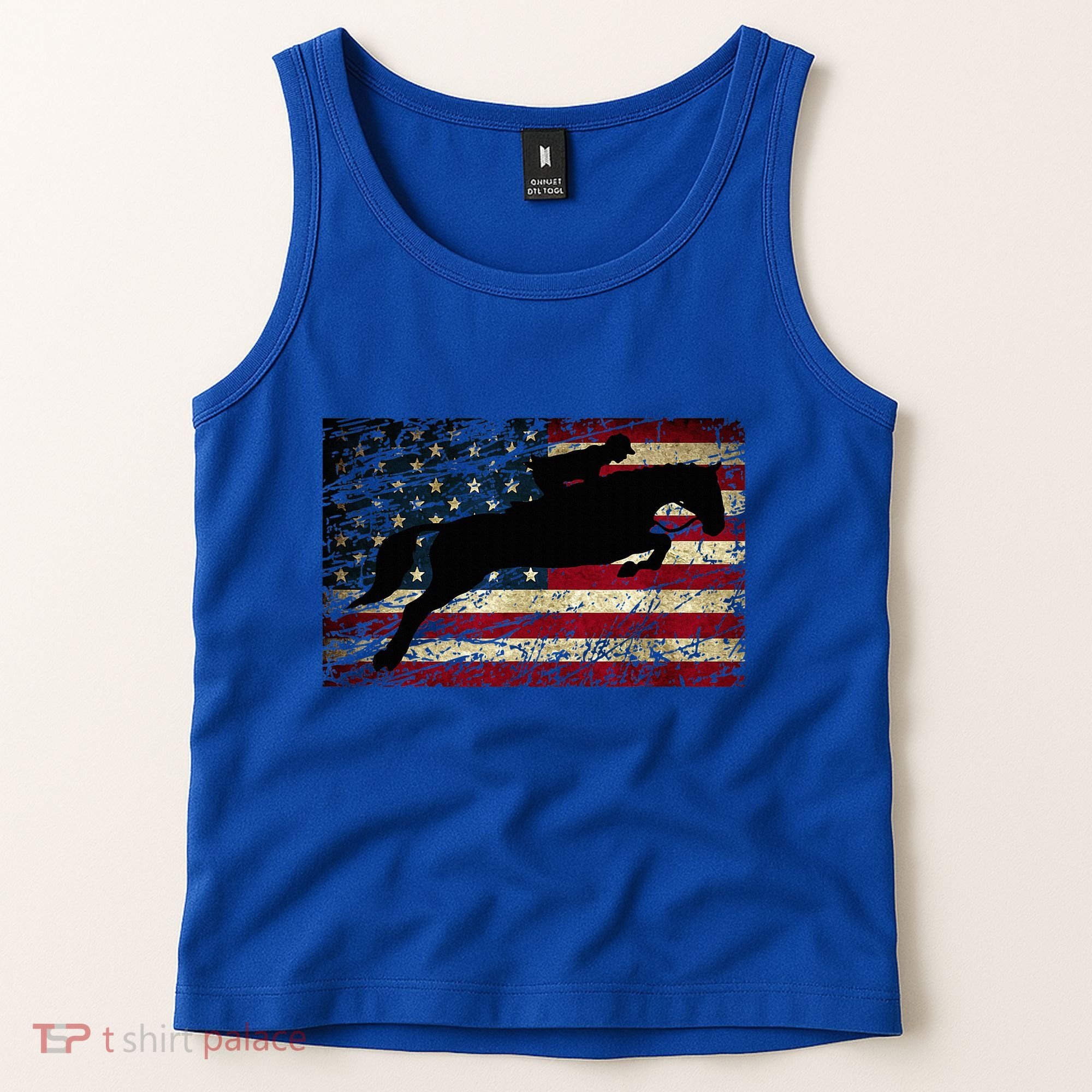 American Flag Horse Riding Show Jumping Tank Top