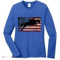 American Flag Horse Riding Show Jumping Women's Long Sleeve Shirt thumb 0