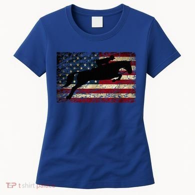 American Flag Horse Riding Show Jumping Women's T-Shirt