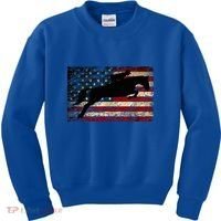 American Flag Horse Riding Show Jumping Kids Sweatshirt thumb 0