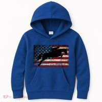 American Flag Horse Riding Show Jumping Kids Hoodie thumb 0