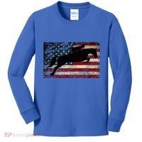 American Flag Horse Riding Show Jumping Kids Long Sleeve Shirt thumb 0