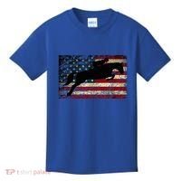 American Flag Horse Riding Show Jumping Kids T-Shirt thumb 0