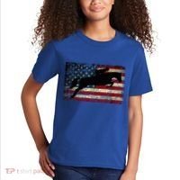 American Flag Horse Riding Show Jumping Kids T-Shirt thumb 2