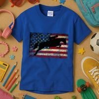 American Flag Horse Riding Show Jumping Kids T-Shirt thumb 3