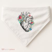 Anatomical Flower Heart USA-Made Doggie Bandana thumb 0