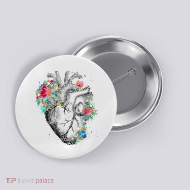 Anatomical Flower Heart Button