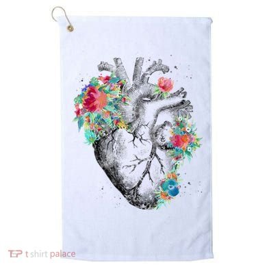 Anatomical Flower Heart Golf Towel