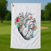 Anatomical Flower Heart Golf Towel thumb 1