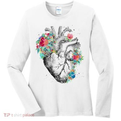 Anatomical Flower Heart Women's Long Sleeve Shirt