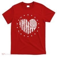 American Flag Heart 4th Of July Patriotic Love USA T-Shirt thumb 0