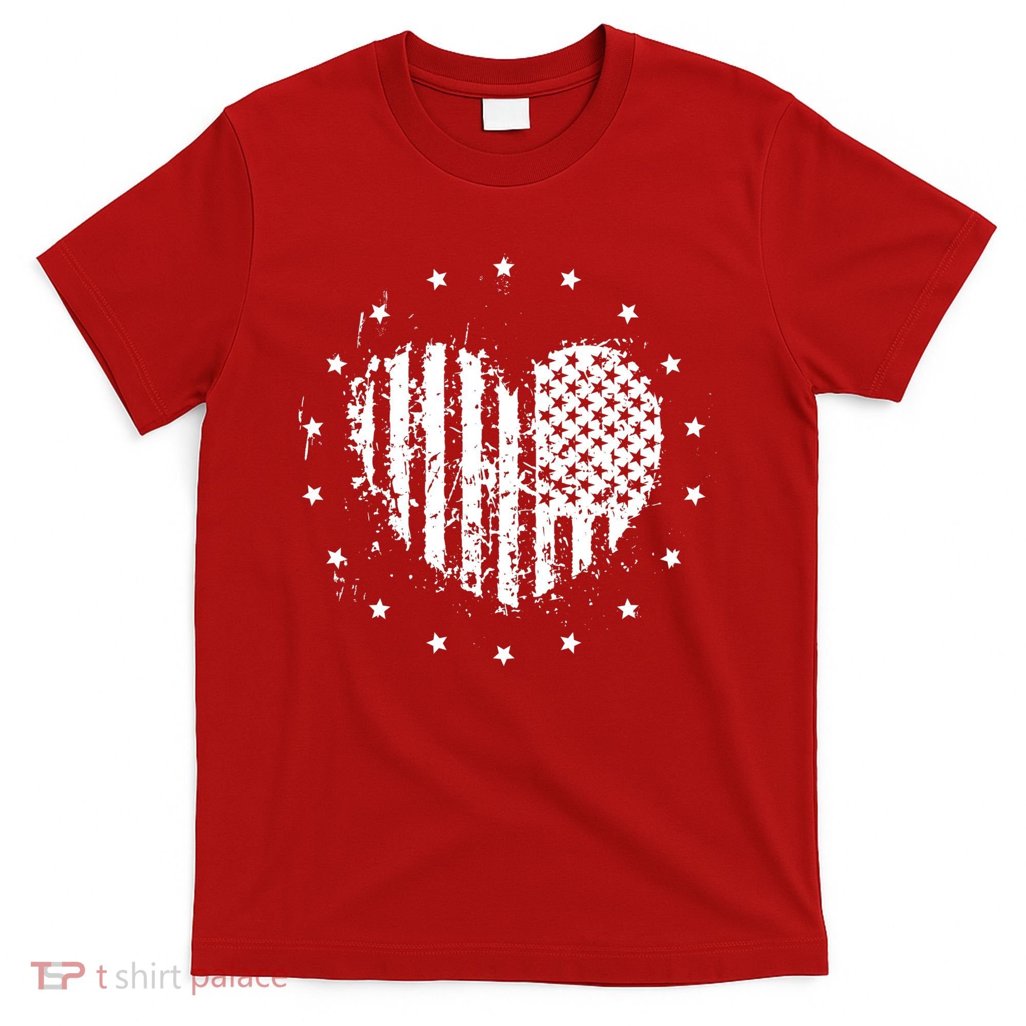 American Flag Heart 4th Of July Patriotic Love USA T-Shirt