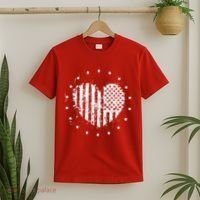 American Flag Heart 4th Of July Patriotic Love USA T-Shirt thumb 2