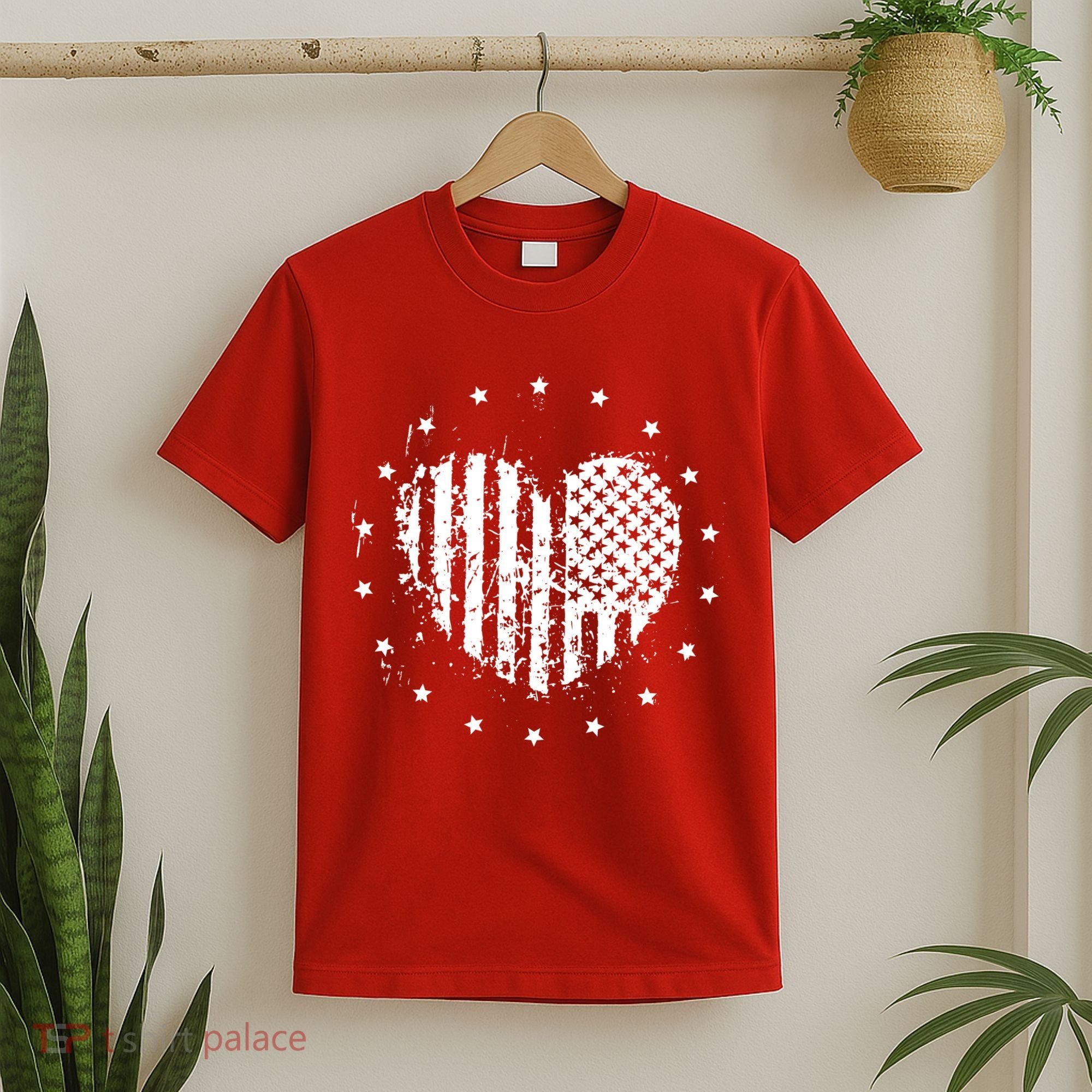 American Flag Heart 4th Of July Patriotic Love USA T-Shirt