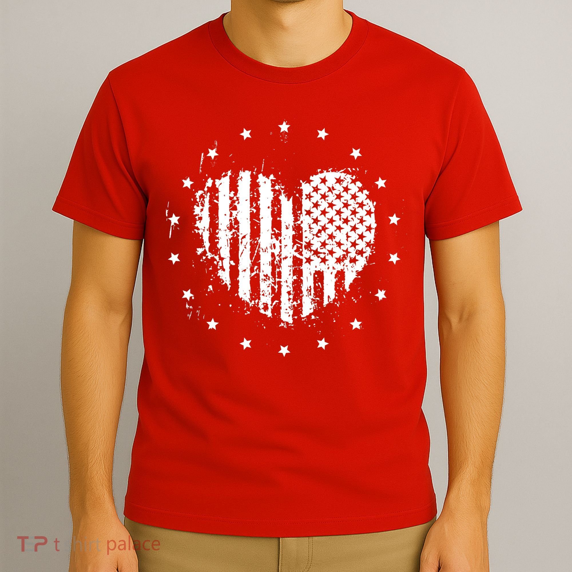 American Flag Heart 4th Of July Patriotic Love USA T-Shirt
