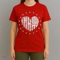 American Flag Heart 4th Of July Patriotic Love USA T-Shirt thumb 4