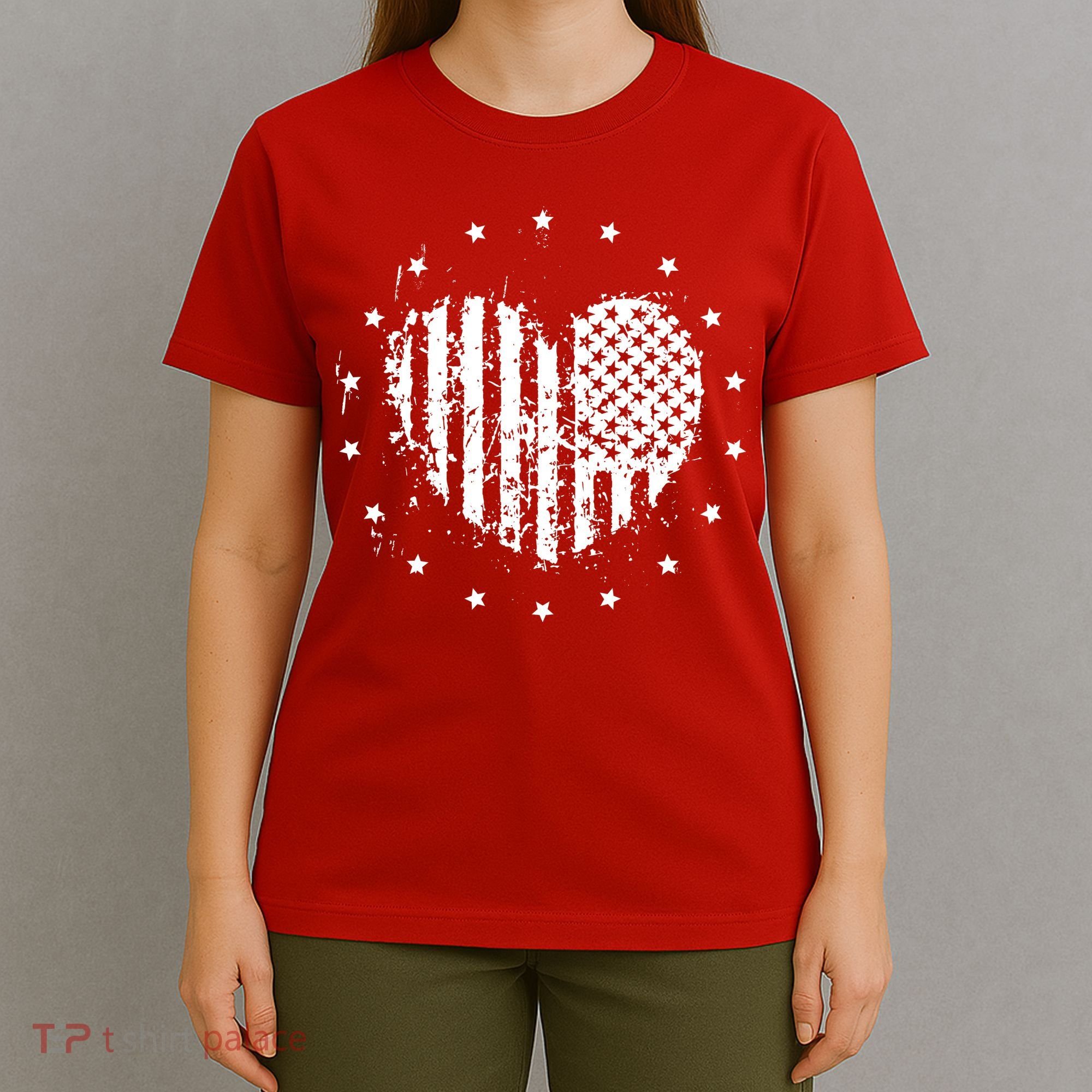 American Flag Heart 4th Of July Patriotic Love USA T-Shirt