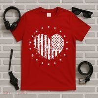 American Flag Heart 4th Of July Patriotic Love USA T-Shirt thumb 5