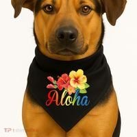 Aloha Floral Hawaiian Tropical USA-Made Doggie Bandana thumb 1