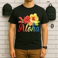 Aloha Floral Hawaiian Tropical T-Shirt thumb 6