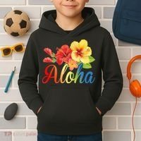 Aloha Floral Hawaiian Tropical Kids Hoodie thumb 2
