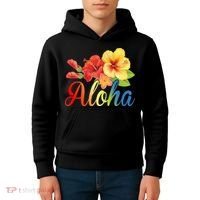 Aloha Floral Hawaiian Tropical Kids Hoodie thumb 4