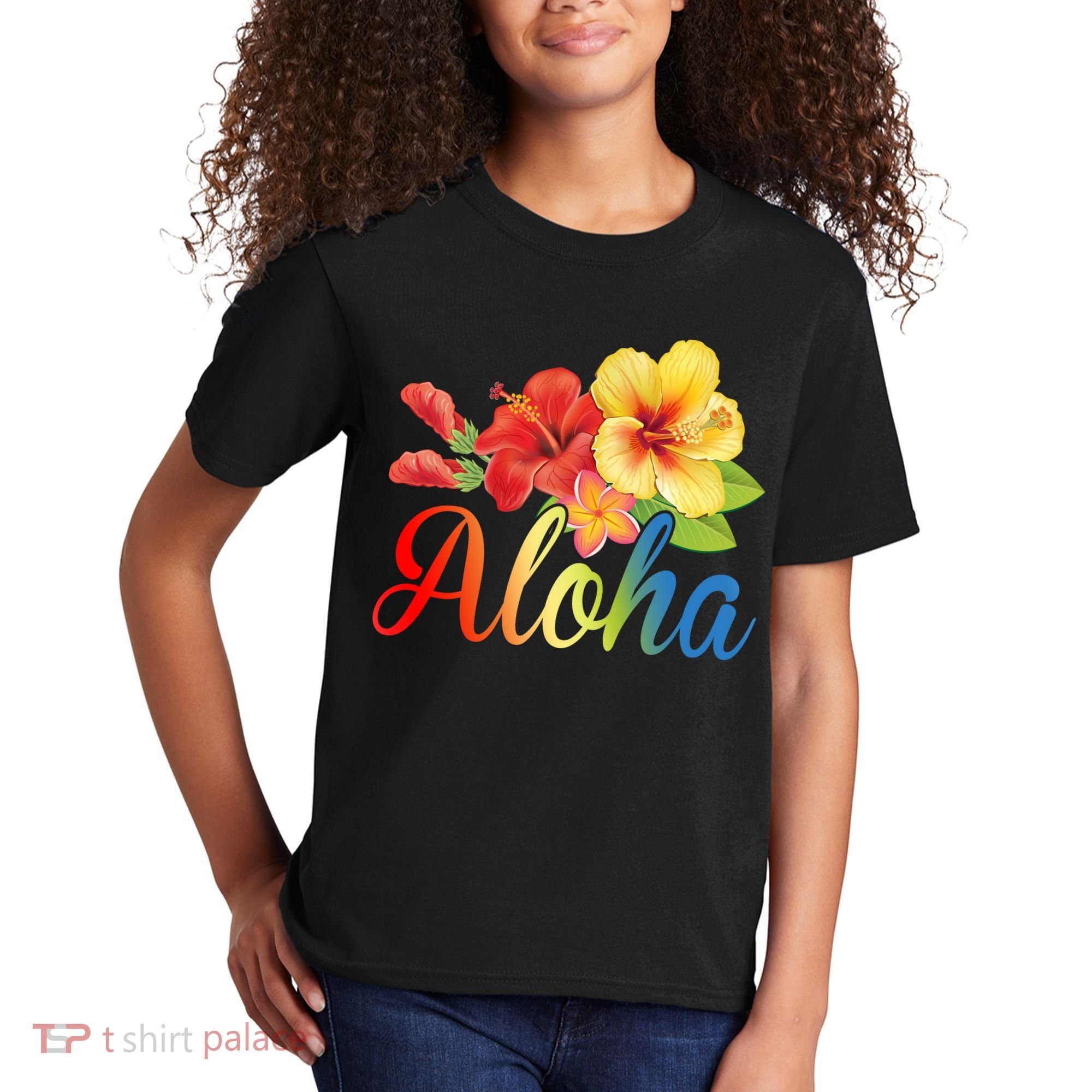 Aloha Floral Hawaiian Tropical Kids T-Shirt