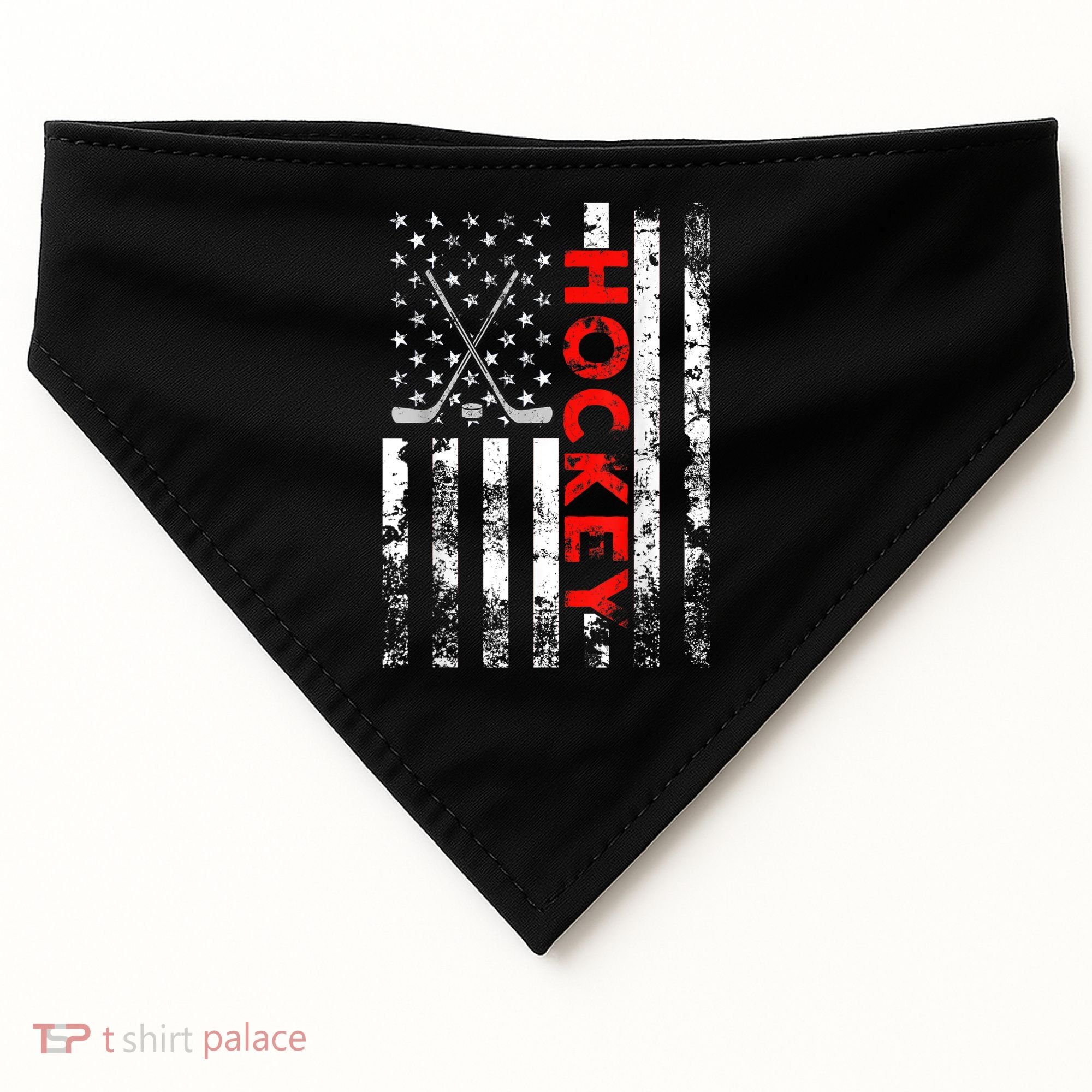American Flag Hockey USA Patriotic Gift USA-Made Doggie Bandana