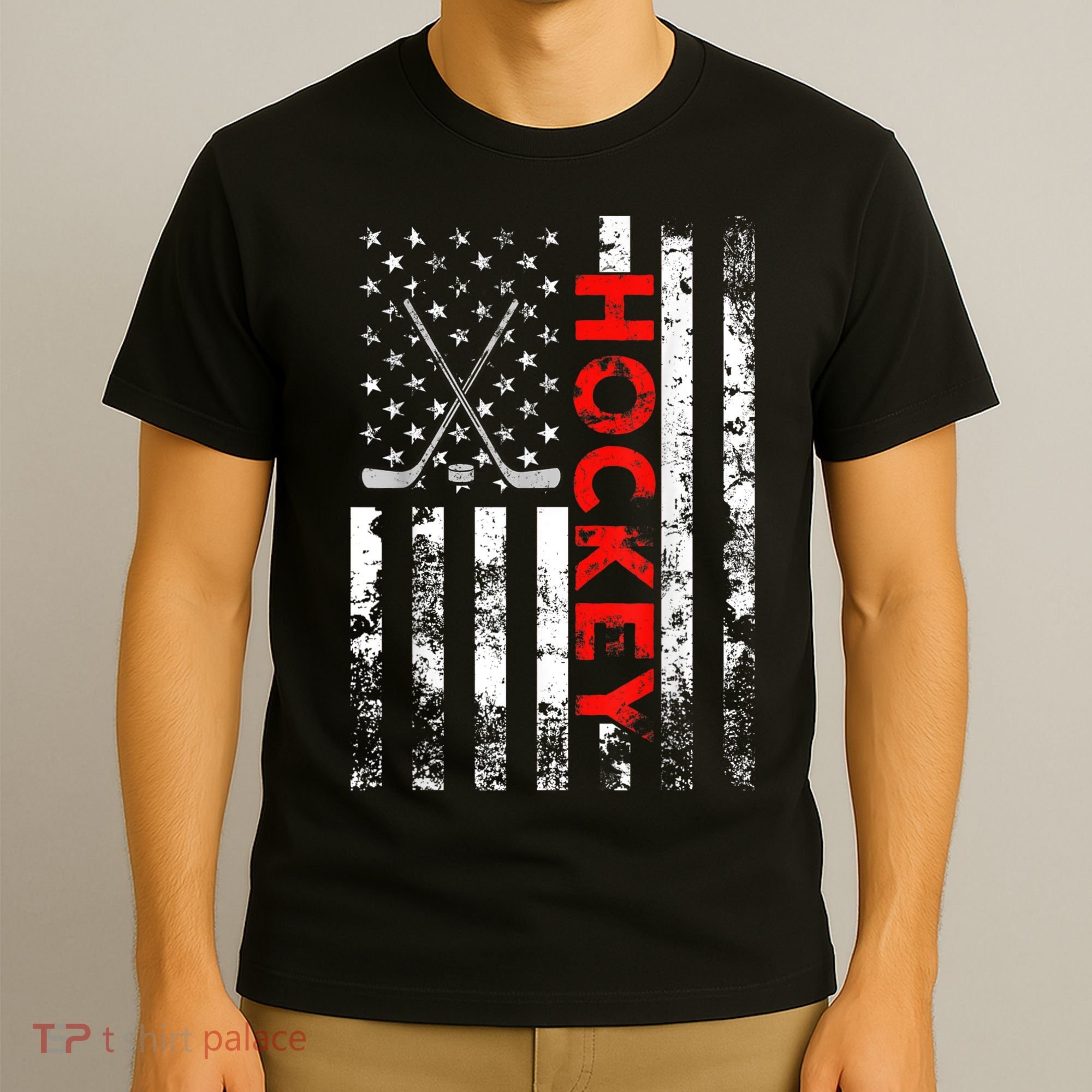 American Flag Hockey USA Patriotic Gift T-Shirt