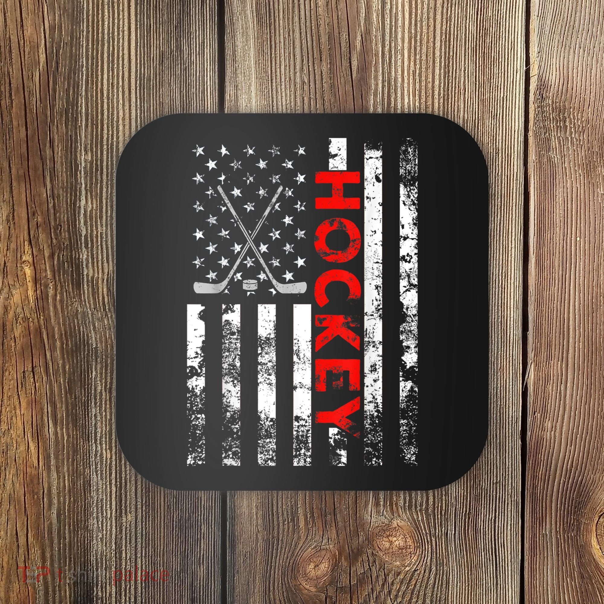 American Flag Hockey USA Patriotic Gift Coaster