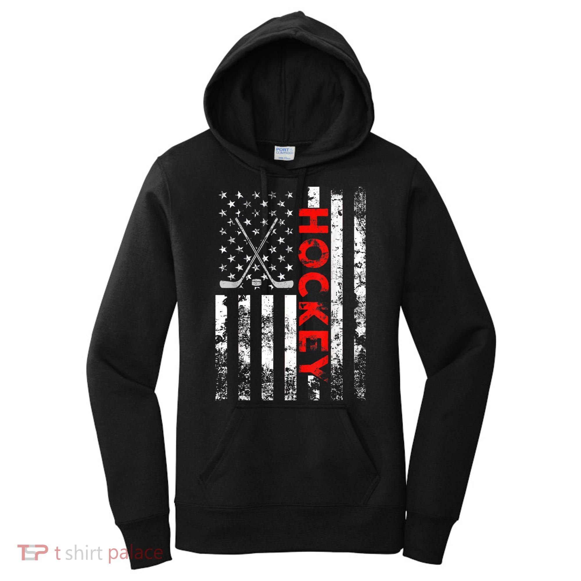 American Flag Hockey USA Patriotic Gift Women's Hoodie