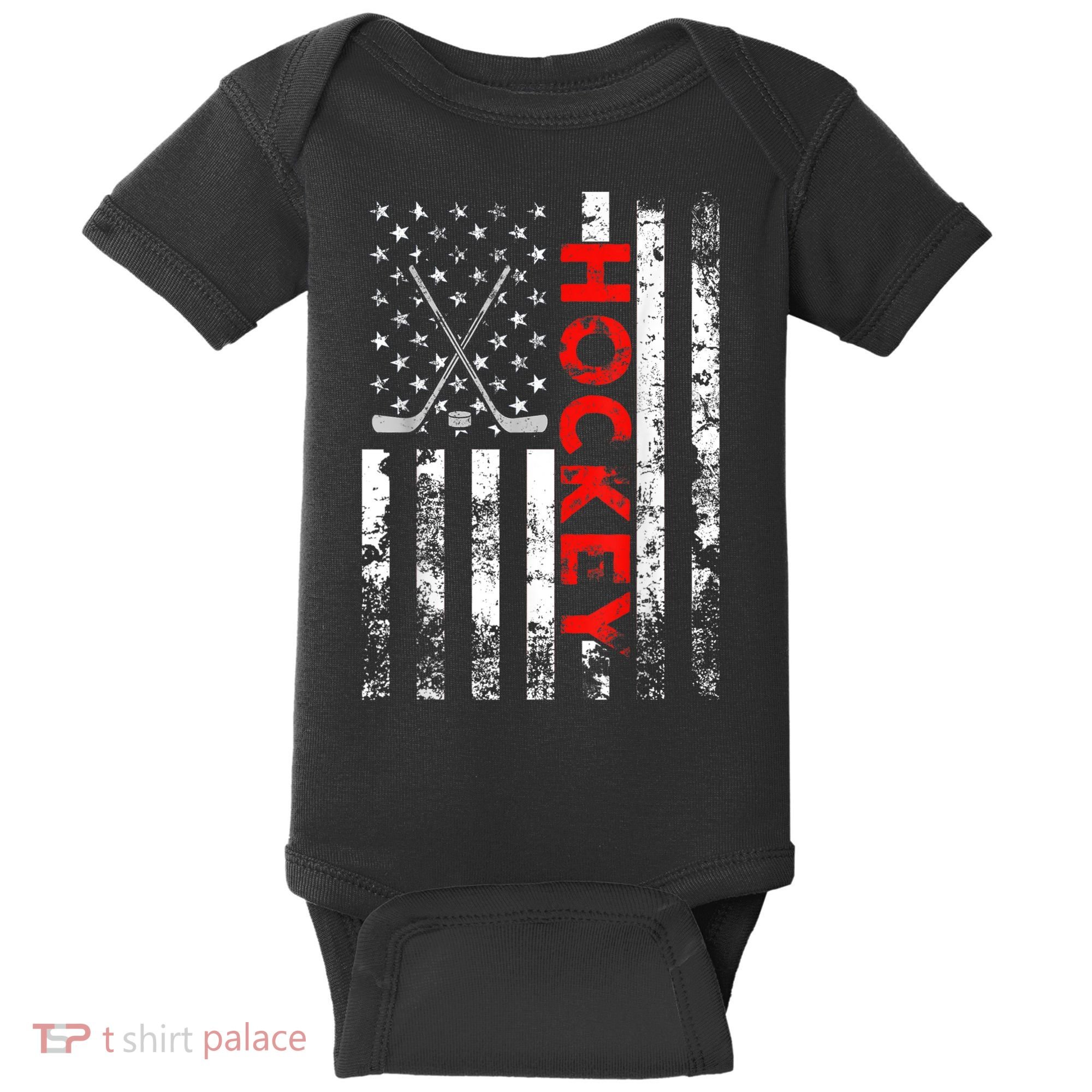 American Flag Hockey USA Patriotic Gift Baby Bodysuit
