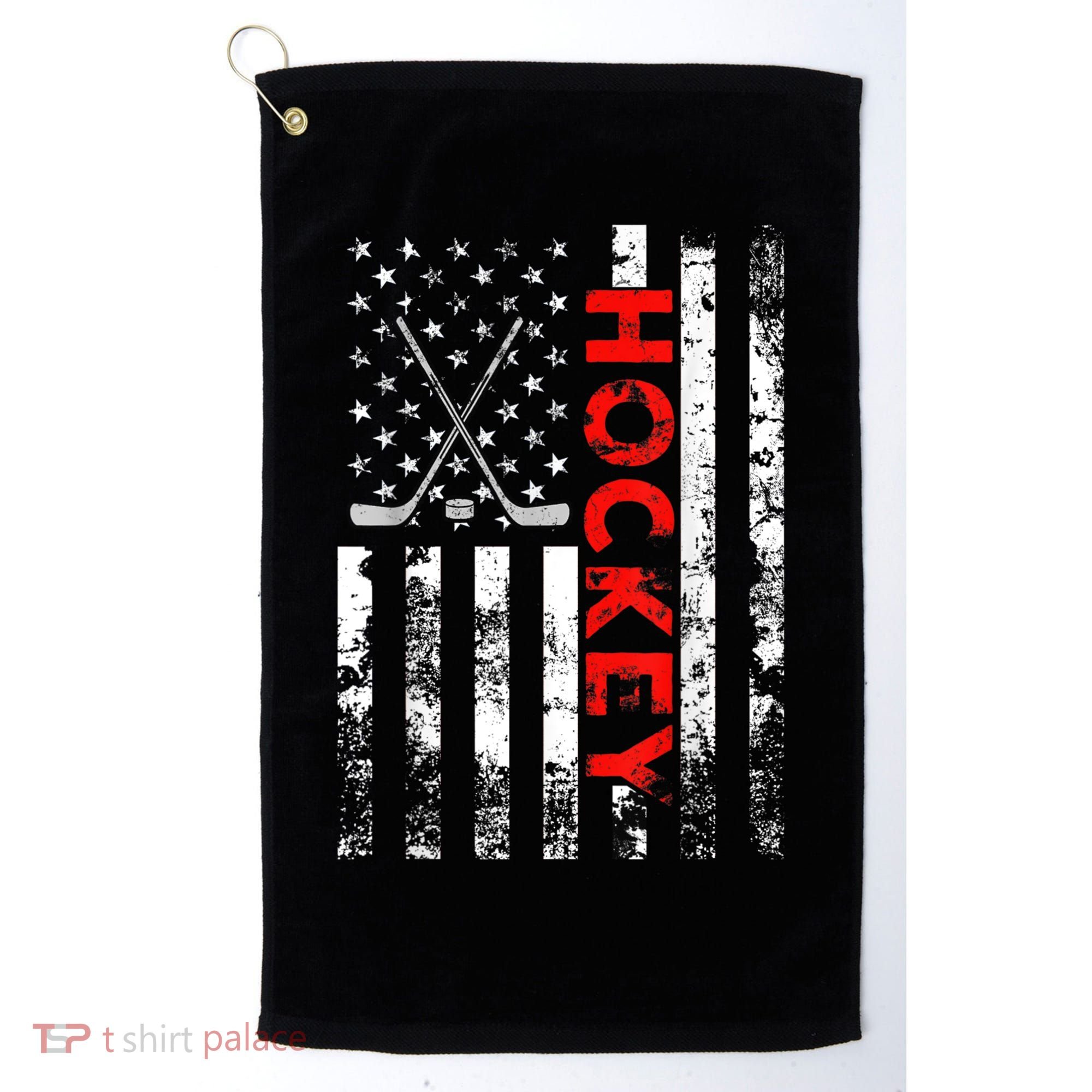 American Flag Hockey USA Patriotic Gift Golf Towel