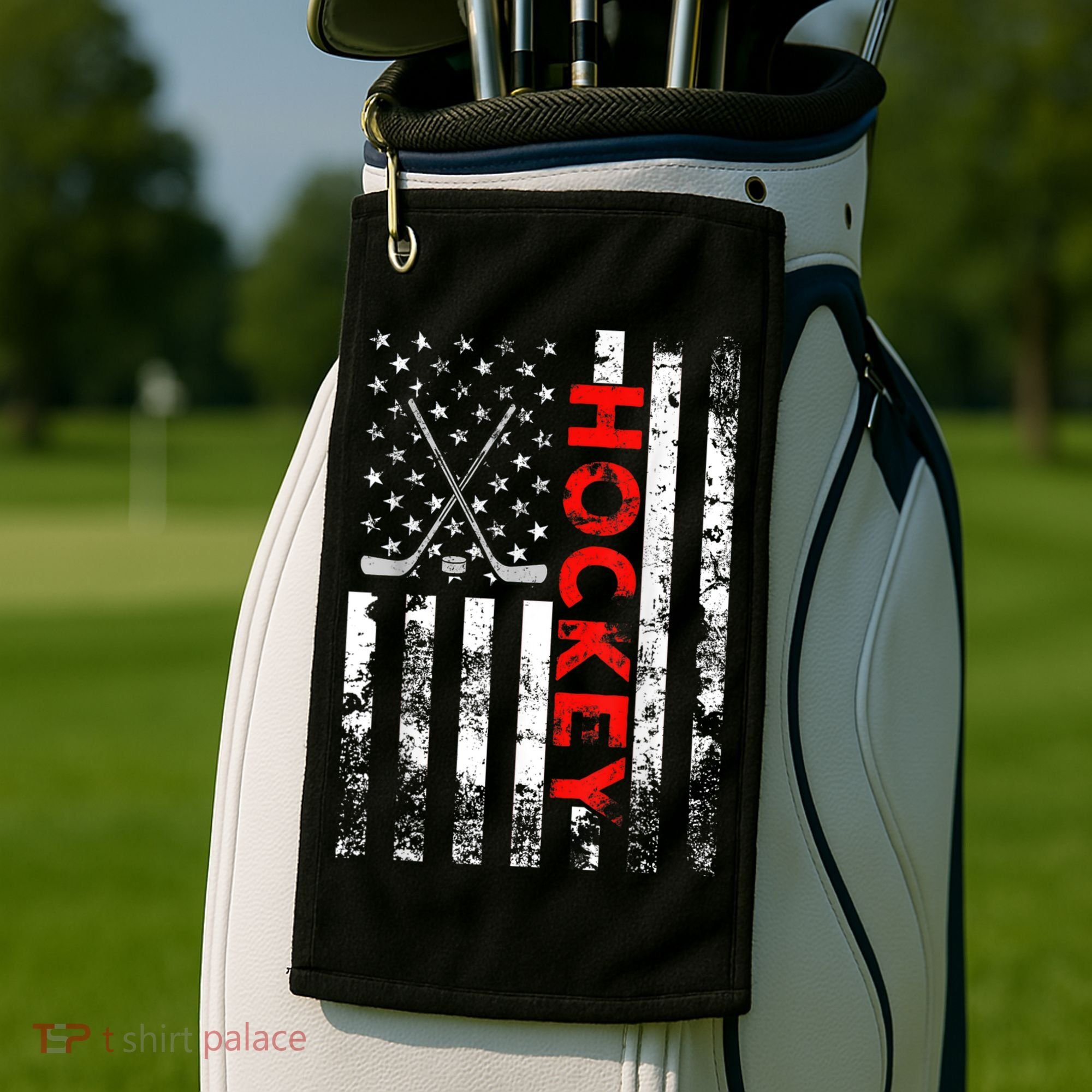 American Flag Hockey USA Patriotic Gift Golf Towel