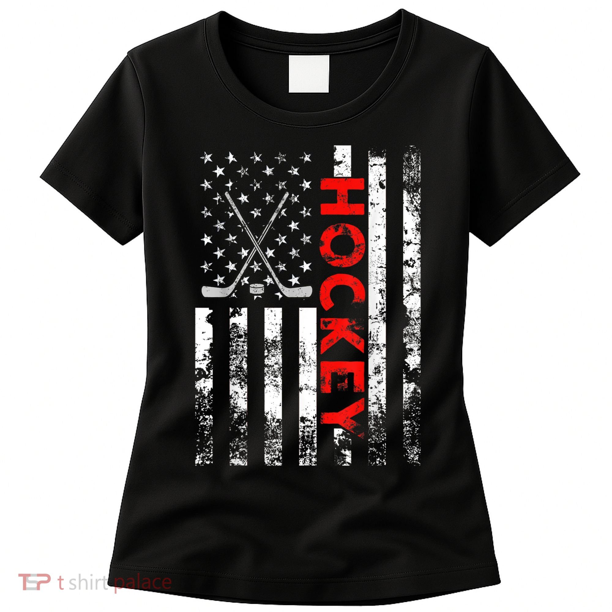 American Flag Hockey USA Patriotic Gift Women's T-Shirt