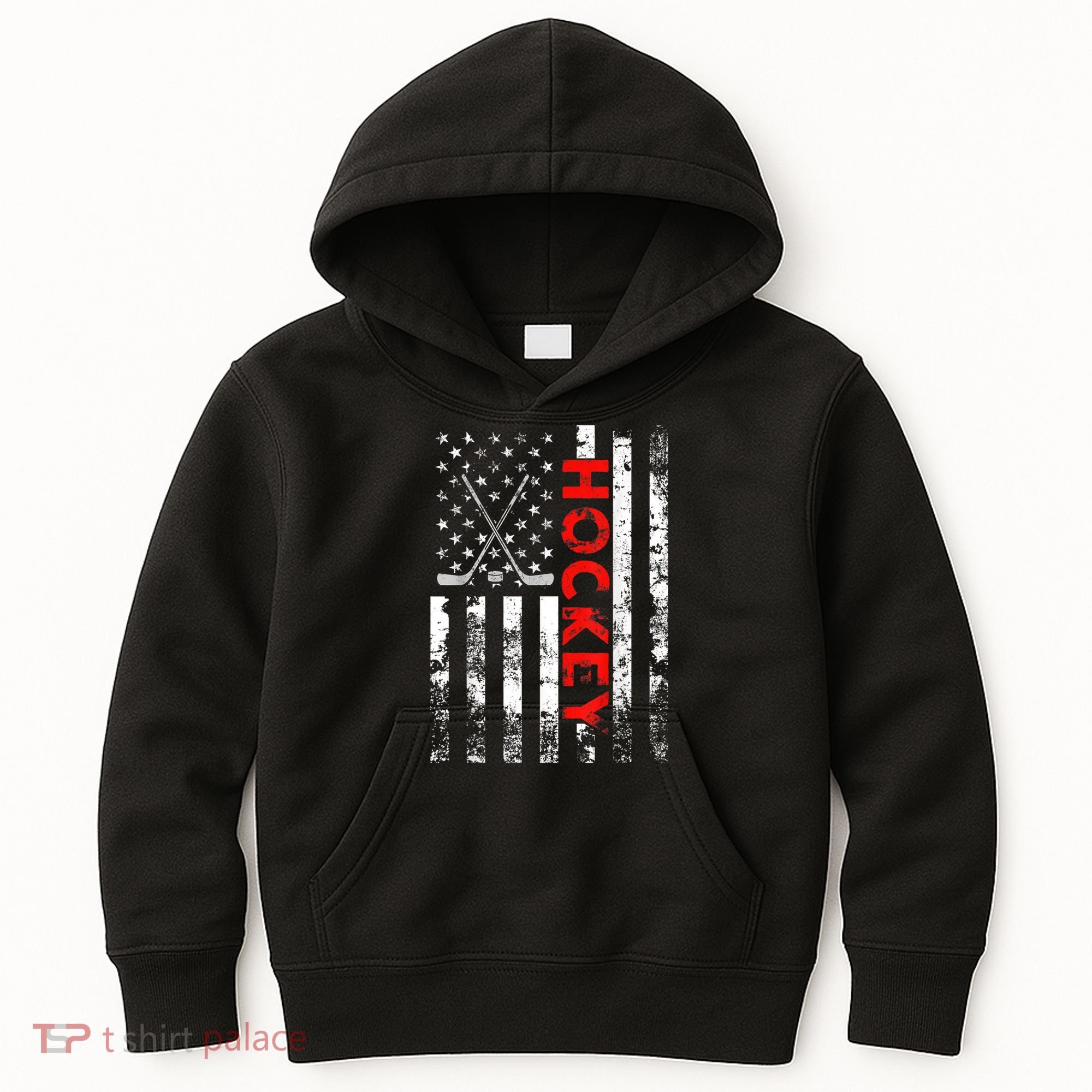 American Flag Hockey USA Patriotic Gift Kids Hoodie