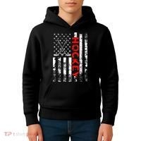 American Flag Hockey USA Patriotic Gift Kids Hoodie thumb 4