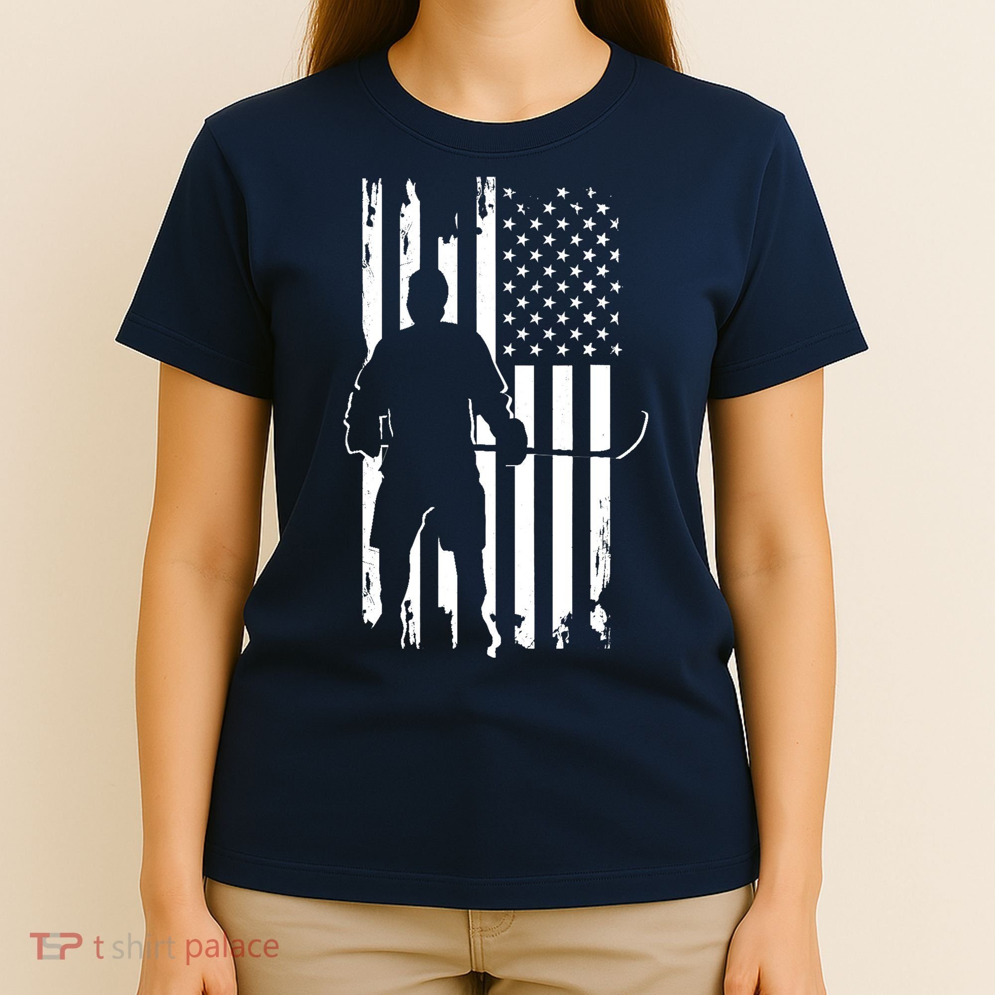 American Flag Hockey - Hockey T-Shirt