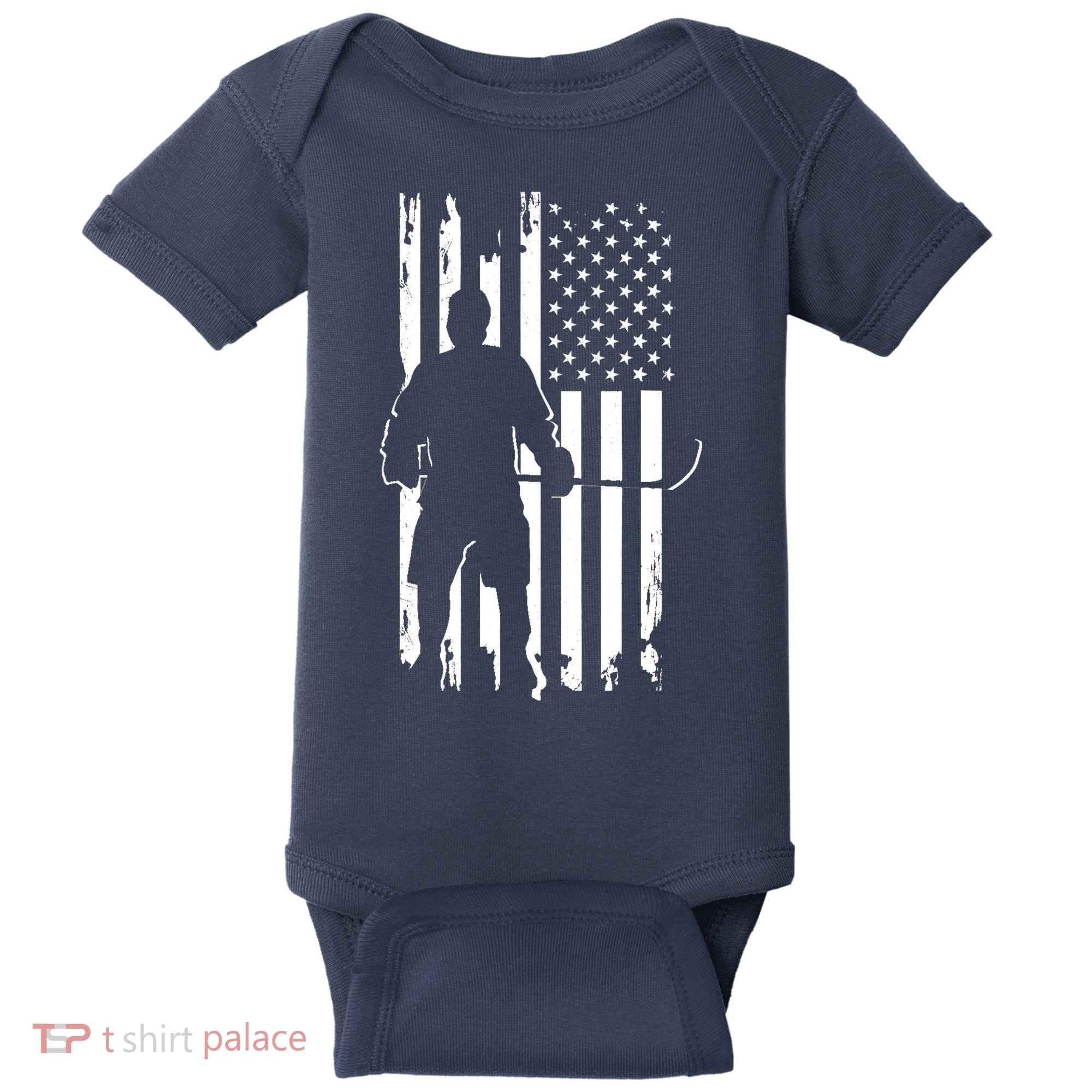 American Flag Hockey - Hockey Baby Bodysuit