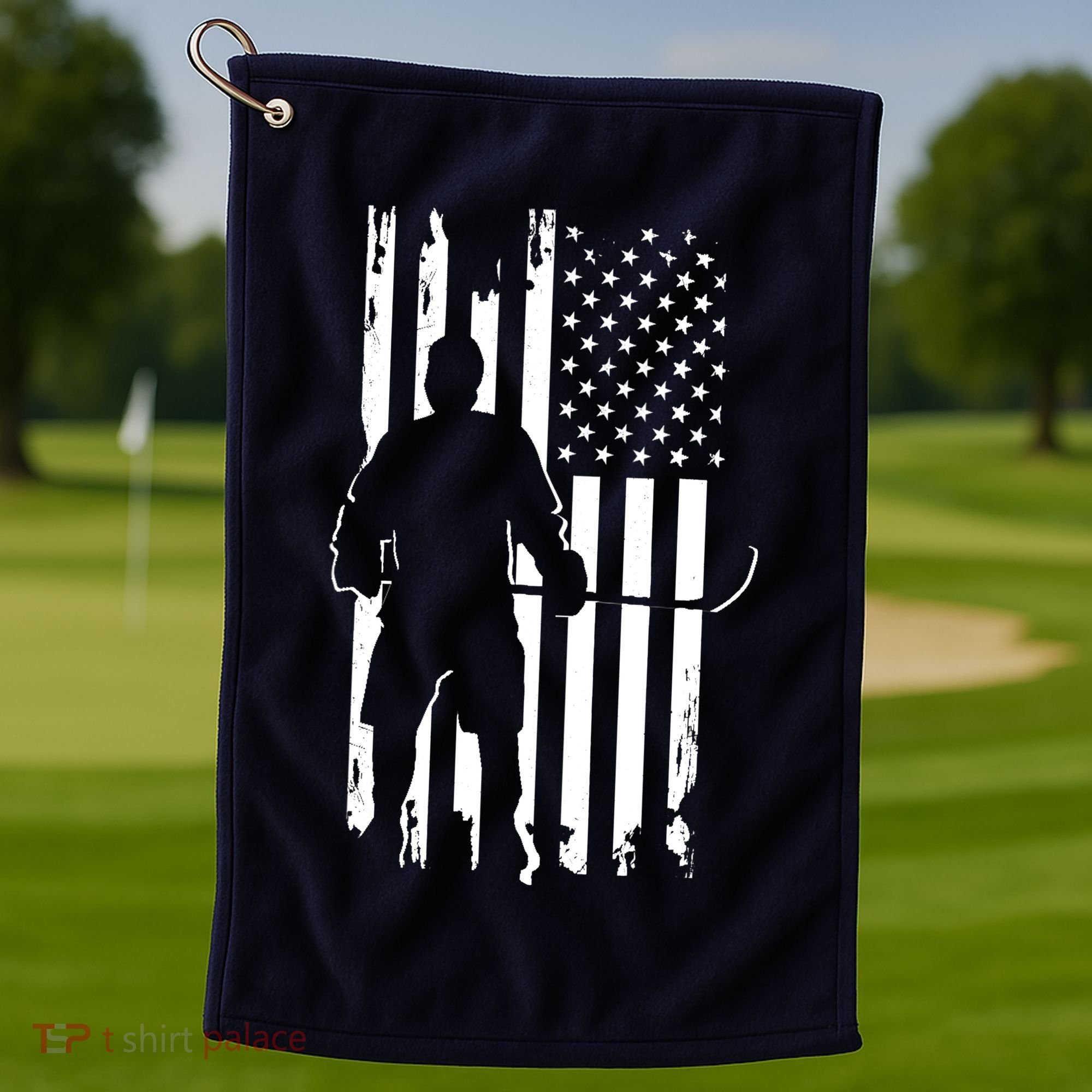 American Flag Hockey - Hockey Golf Towel
