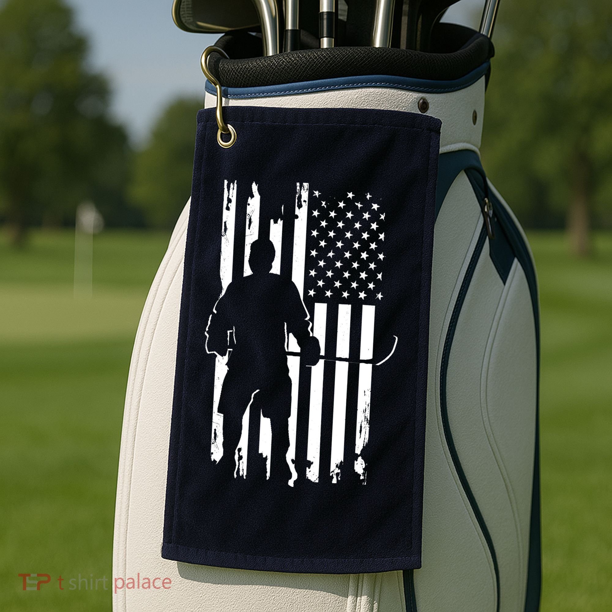 American Flag Hockey - Hockey Golf Towel