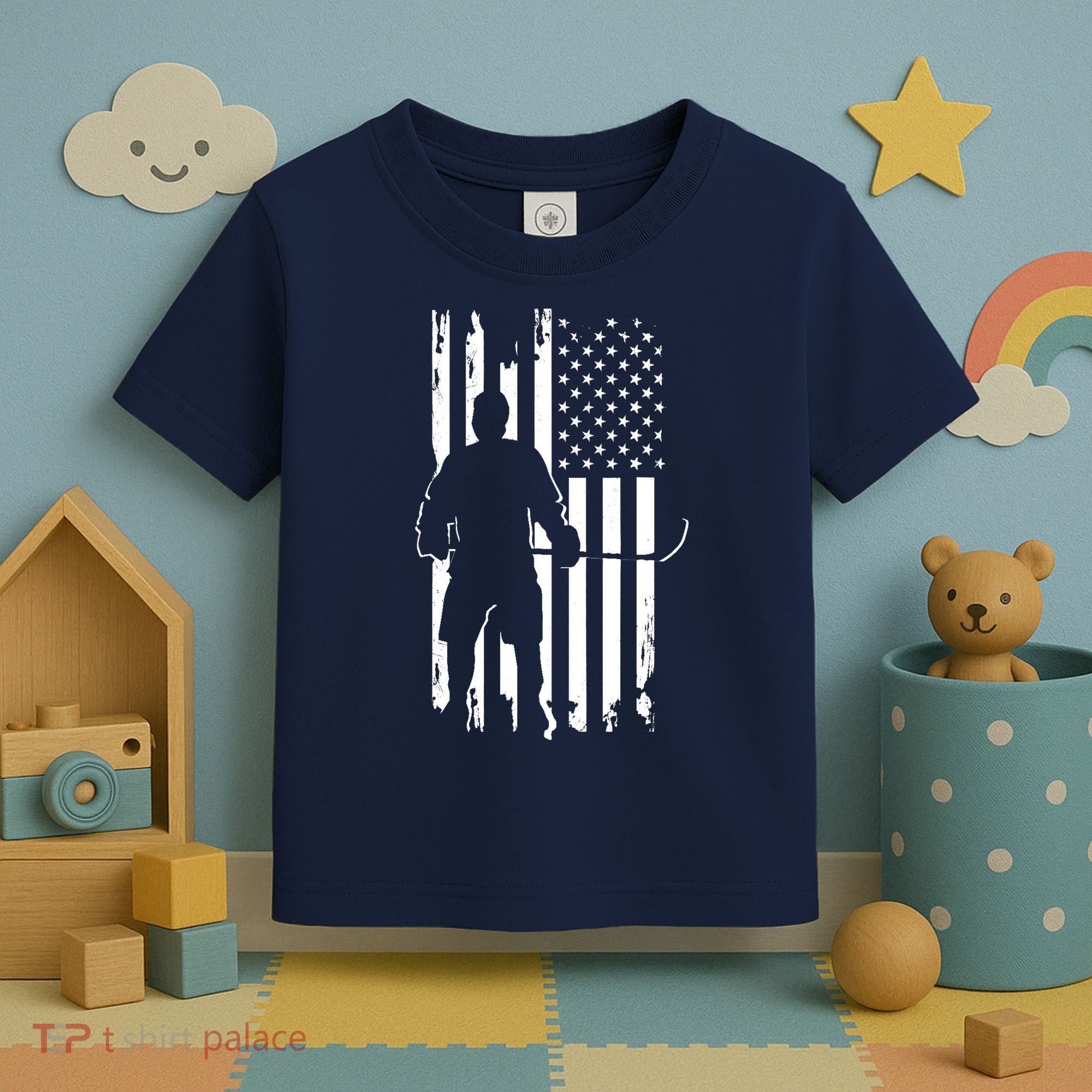 American Flag Hockey - Hockey Toddler T-Shirt