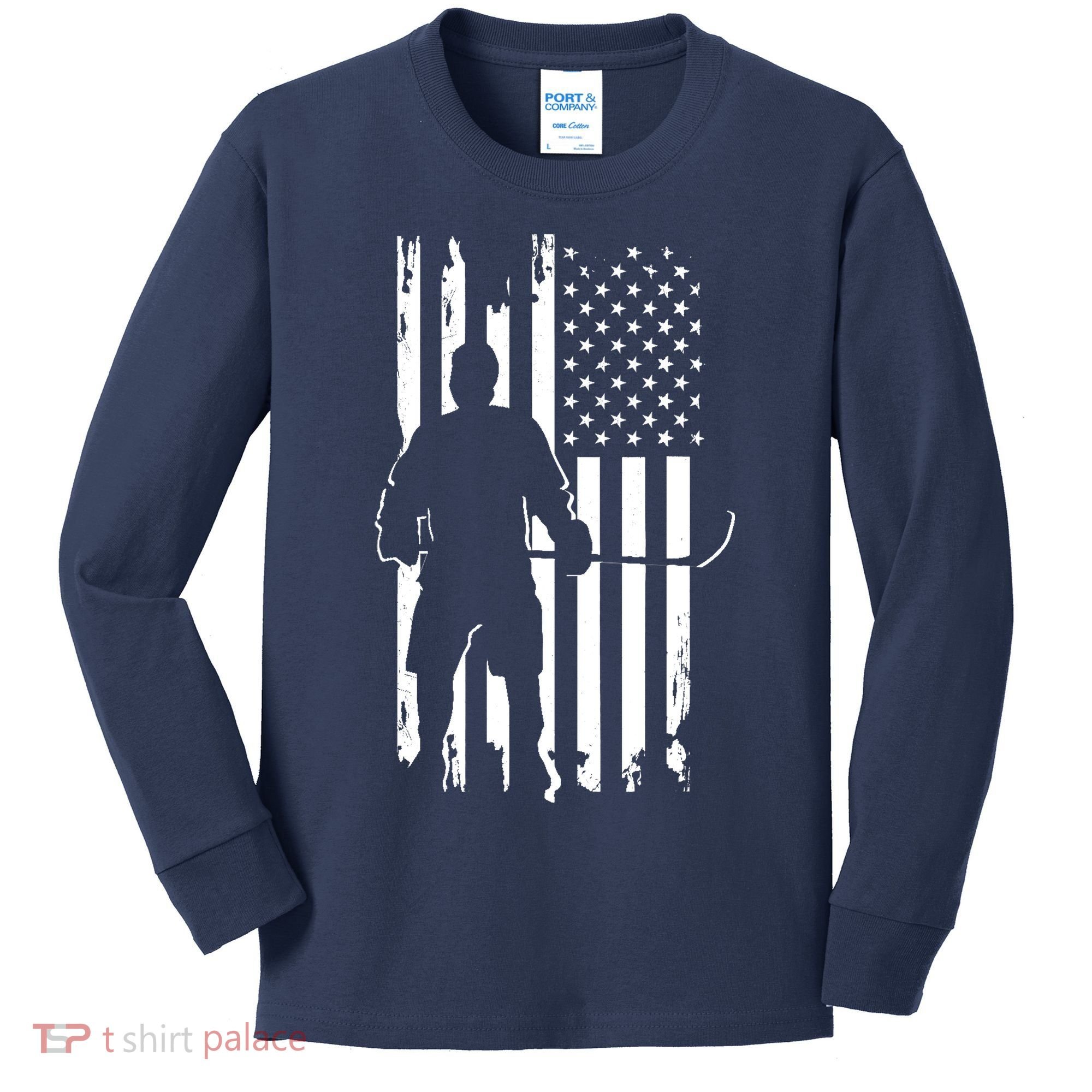 American Flag Hockey - Hockey Kids Long Sleeve Shirt