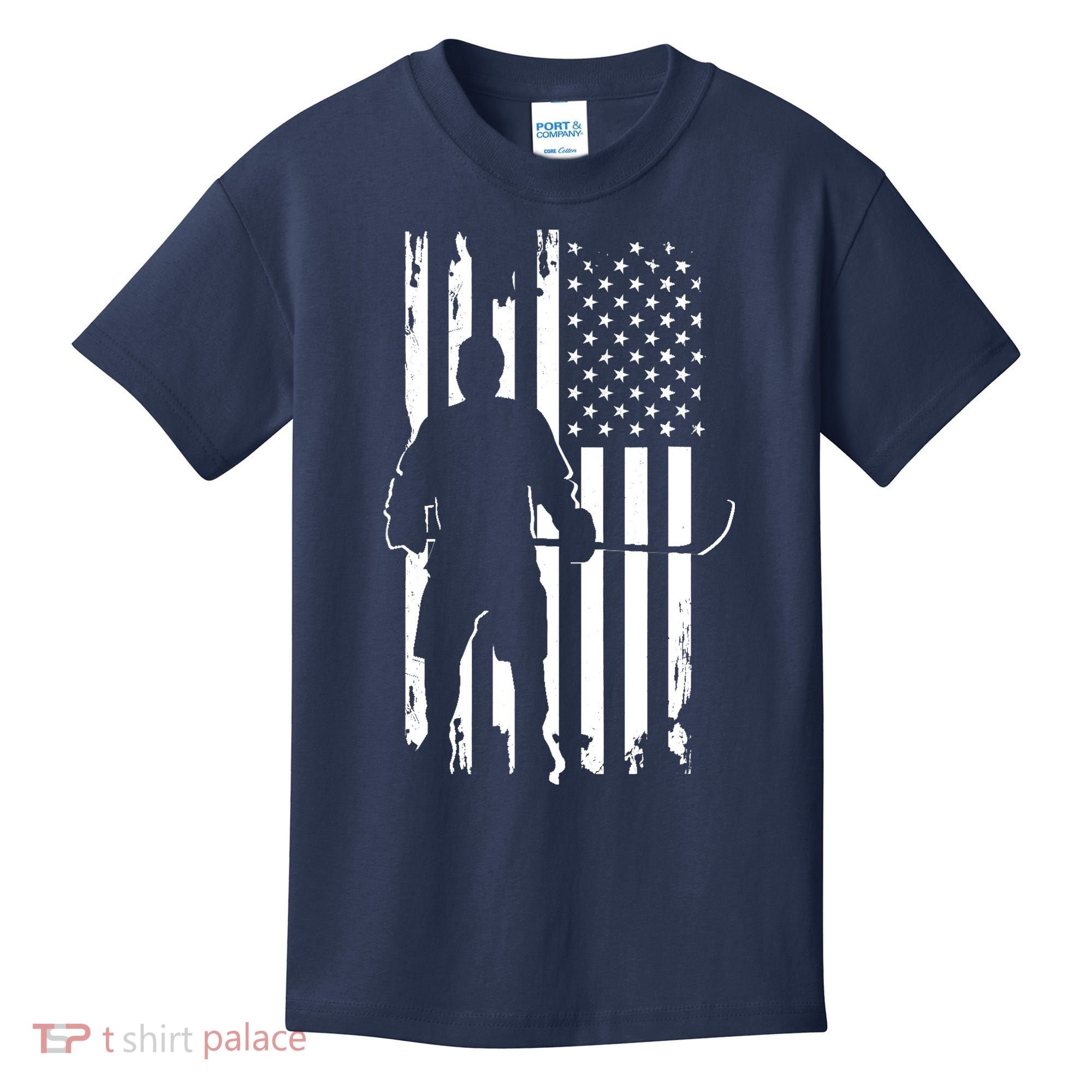 American Flag Hockey - Hockey Kids T-Shirt