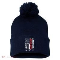 American Flag Hockey Apparel Hockey Pom Pom 12in Knit Beanie thumb 0