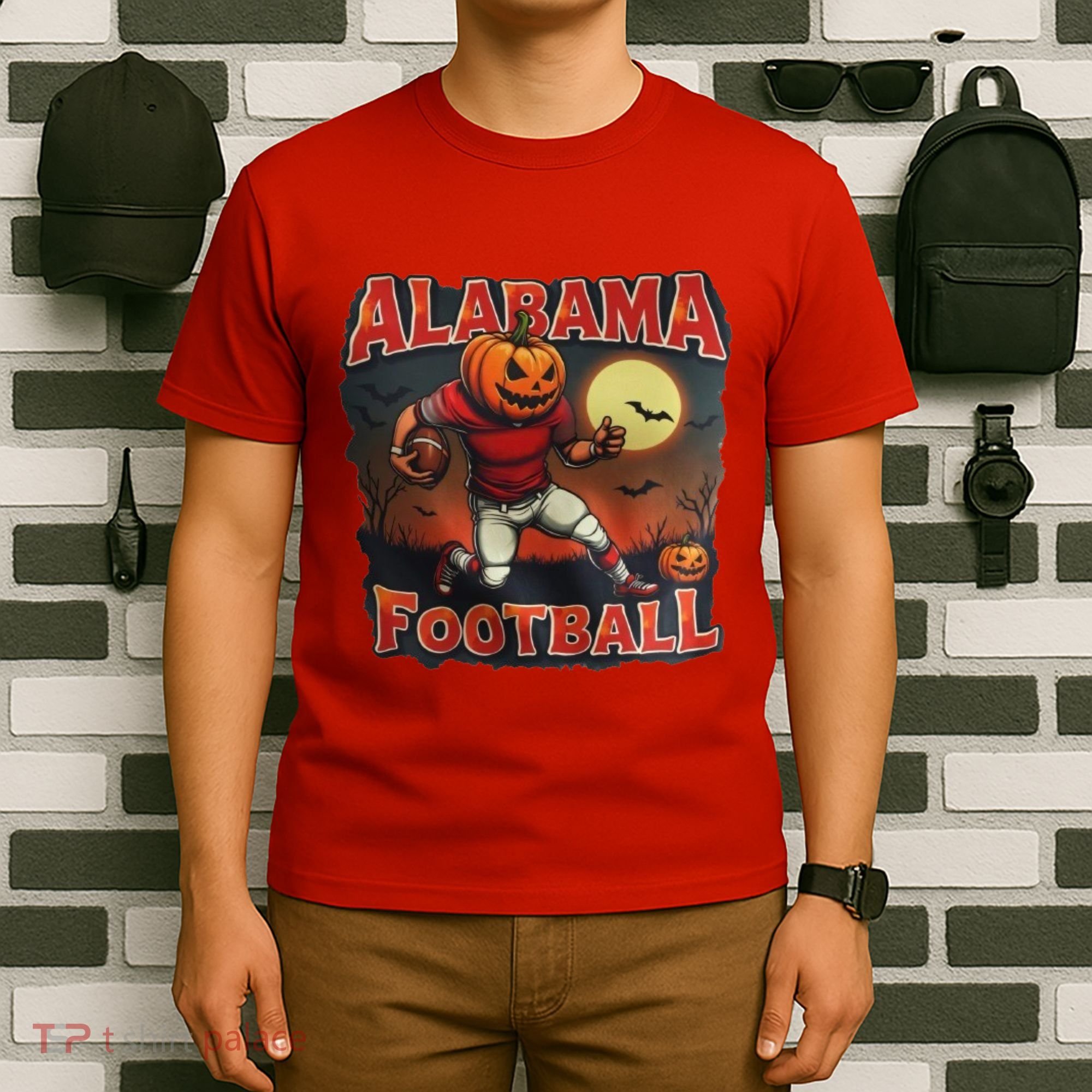 Alabama Football Halloween Pumpkin Player Spooky Alabama T-Shirt